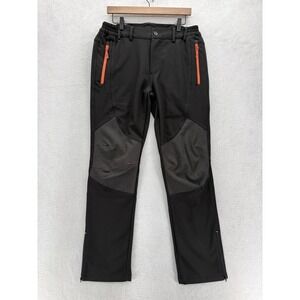 Gash Hao Pants Mens 32x32 Black Softshell Fleece Lined Hiking Ski Snow Winter